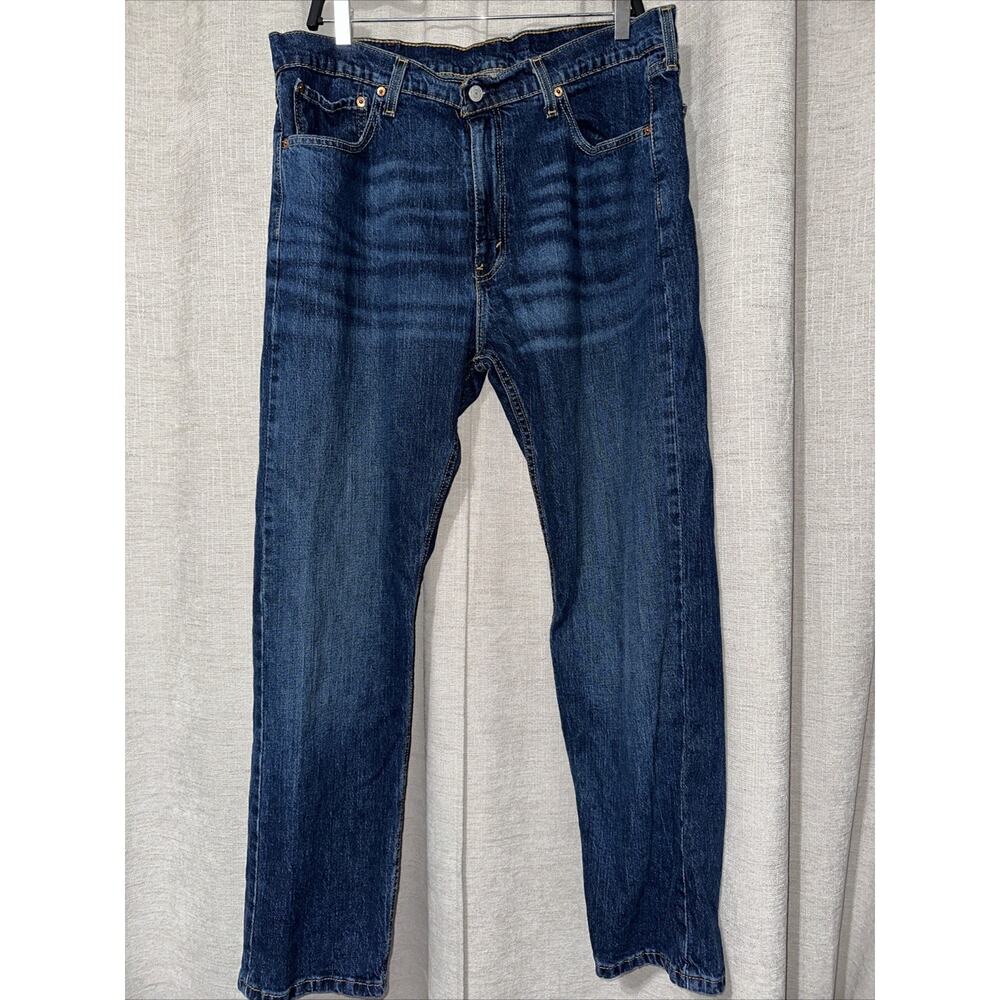 Levis 505 Jeans Mens 38x30 Blue Straight Leg Dark Wash Denim Pants